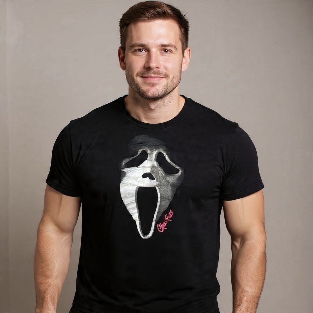 Ghost Face Scream Horror Graphic Tee Halloween Scary Movie Black Sz 2XL